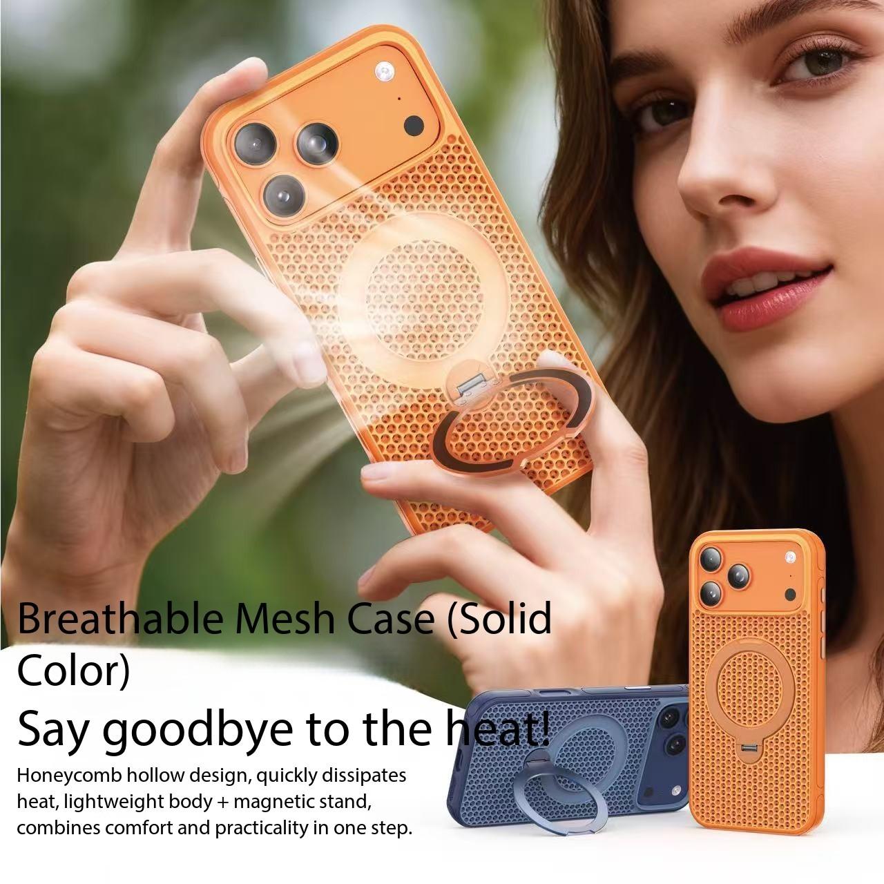 High quality breathable ice like honey shaped heat dissipation 360 degree rotating metal bracket magnetic suction shock-absorbing phone suitable for iPhone 17 16 15 14 13 12 11 Pro Max Plus Air independent metal buttons compatible with MagSafe wireless ch