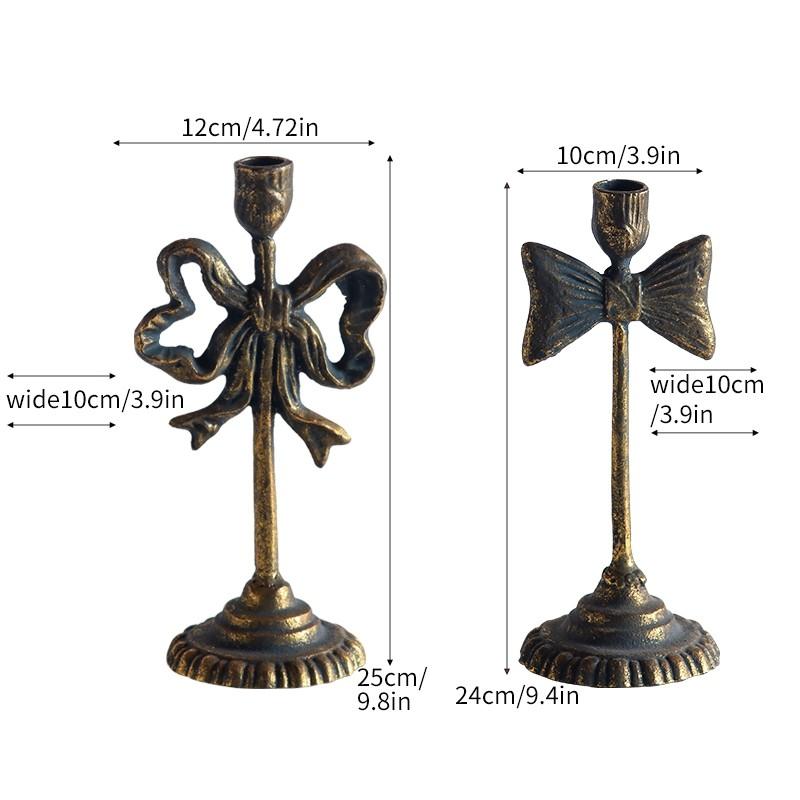 American-Style Vintage Distressed Ironwork Carved Candlestick, Decorative Handicrafts for Living Room Entrance Display, Creative Home Décor Item