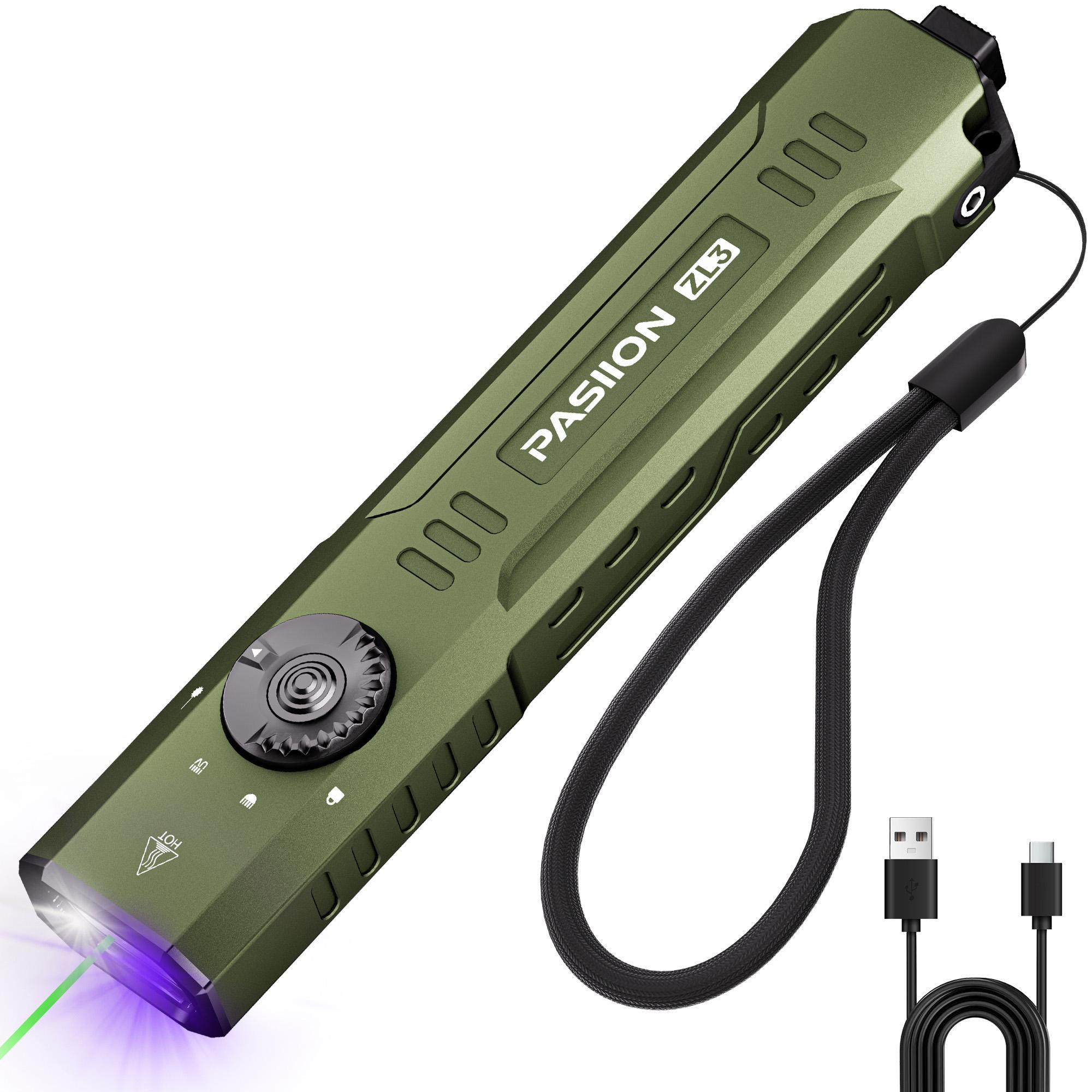 Rechargeable Edc Flashlight with Beam UV LED, Portable Pocket Light, Outdoor Emergency, Super Bright Rechargeable Torch