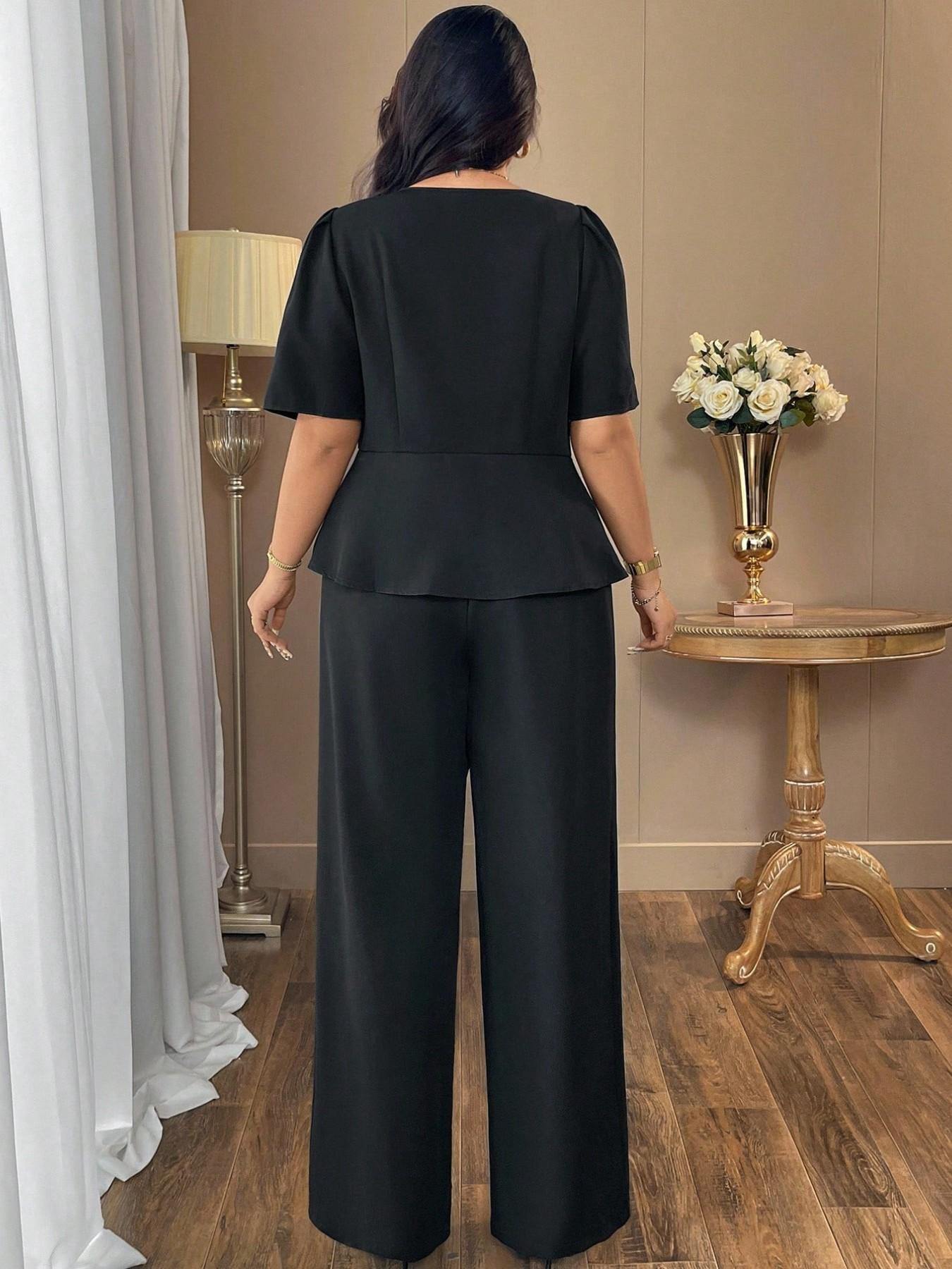 Women's Elegant Chic Minimalist Basic Blazer Set, Suits, Sleeveless Shirt & Ankle-Length Pants, Slim-Fit, All-Season, Business Casual, Perfect for Work & Leisure, Button