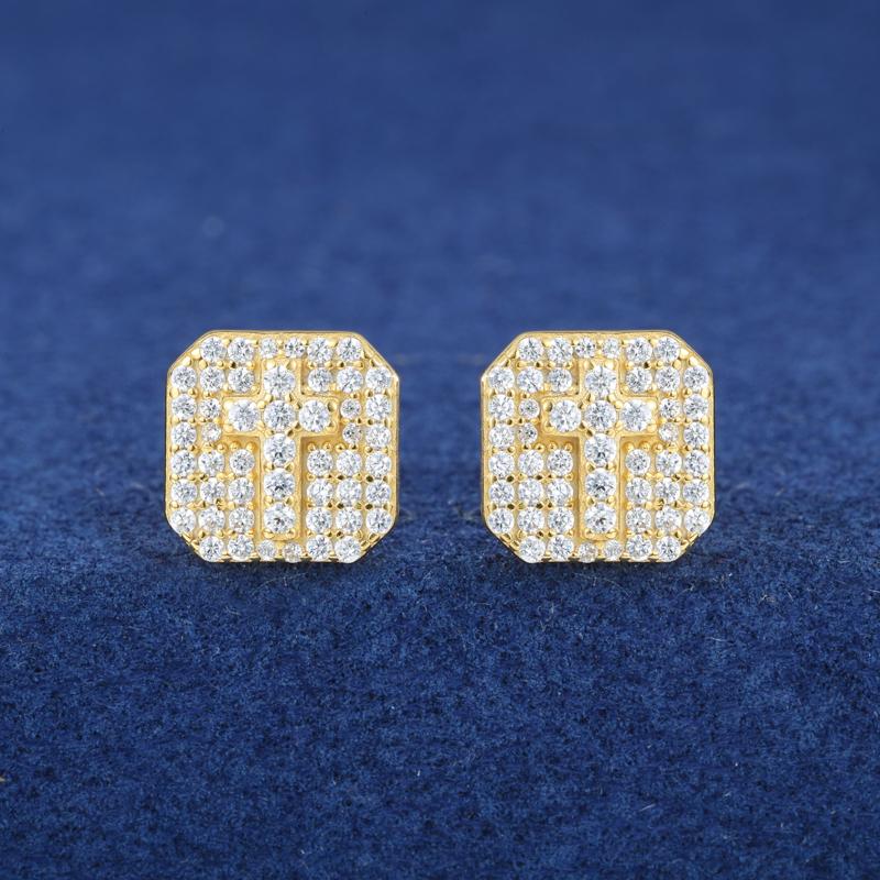 【D1 E523】Ice out Cross Stud Earrings Synthetic Moissanite Earrings For Women UCCIYO S925 Sterling Silver Stud Earring Men Hip Hop Jewelry Couple Gift