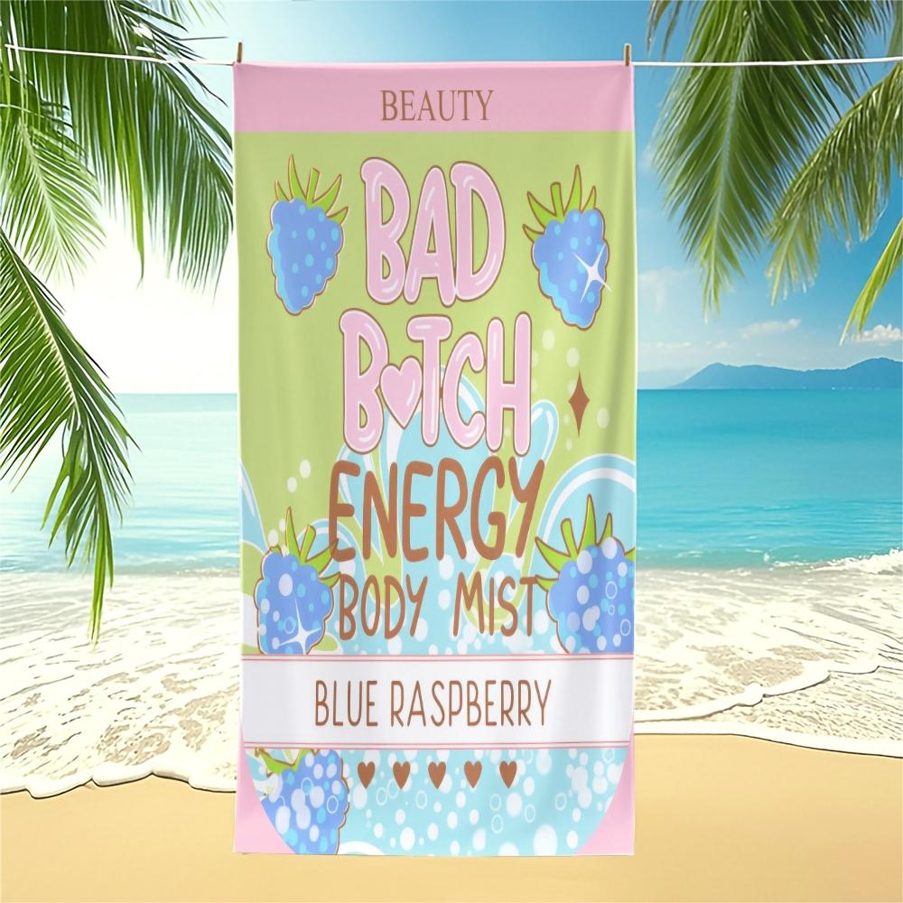 Bad B*tch Energy Beach Towel, Oversized Cute Print Pool Towel, Quick Dry Sand Free Camping Towel, Soft Absorbent Bath Towel Blanket, Summer Beach Pool Essential, Perfect Travel Gift