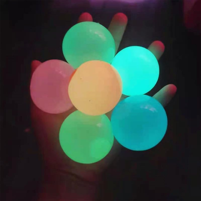 4/8/12pcs Glowing Sticky Balls, Sticky Ball for Ceiling, Glow Balls, Stick to The Ceiling, Stress Relief Toys, Glow in Dark Sticky Balls, Stocking Stuffers for Women Men Adults