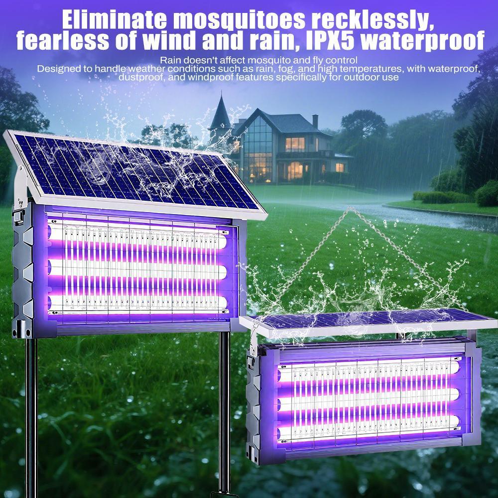 【DealsForYouDays】Solar Mosquito Killer Lamp Outdoor – 20W High-Power Waterproof Insect Zapper with 3 Tubes, Dual Charging, 6000mAh Battery for Garden, Yard, Farm, Patio,summerwins detail 1