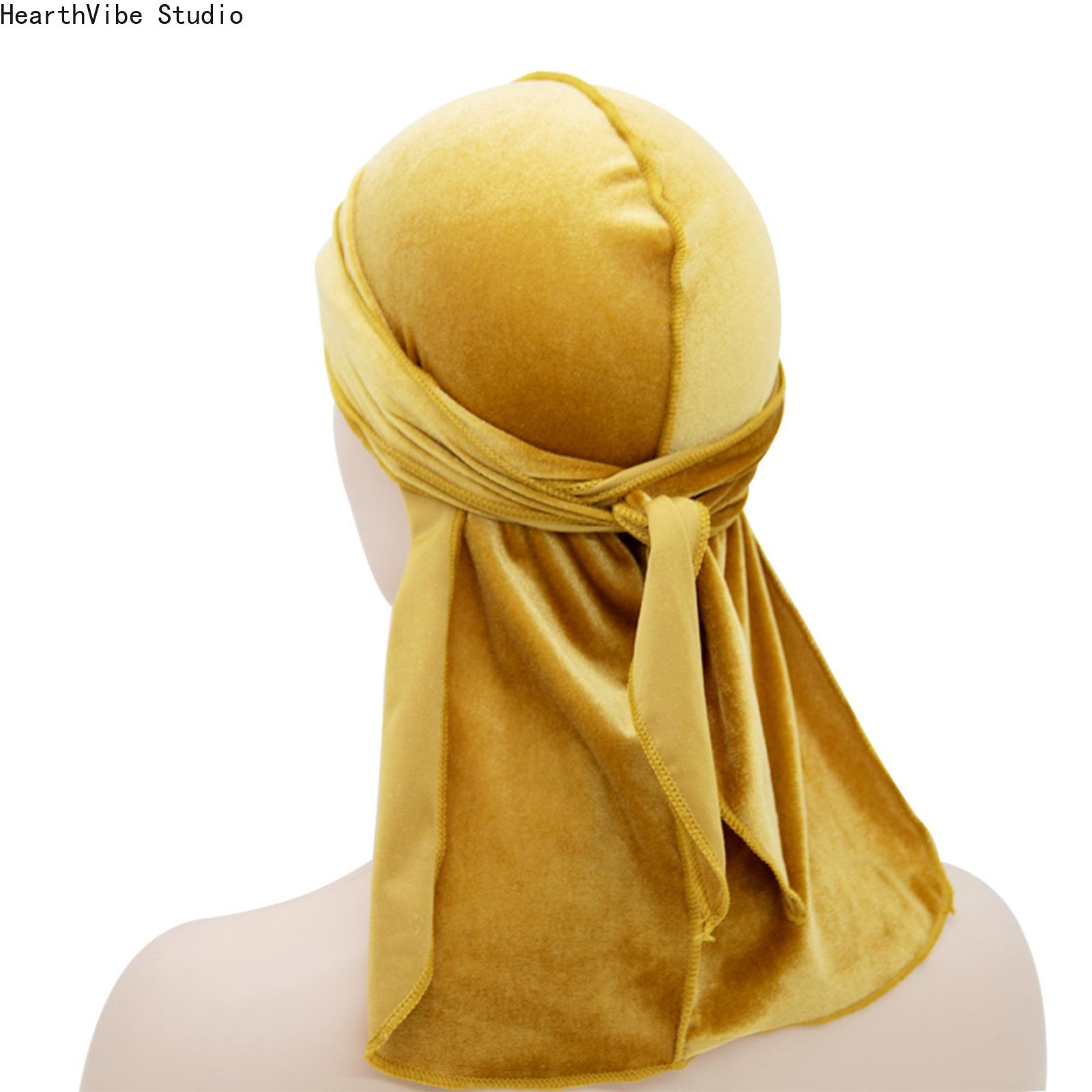 Premium Velvet Durag with Silk Satin Lining, Oversized 360 Wave Cap, 40-in Extra Long Tails, Adjustable Headwear, Hip Hop Wave Locking Unisex Streetwear Accessory for Men, Compression Headwear