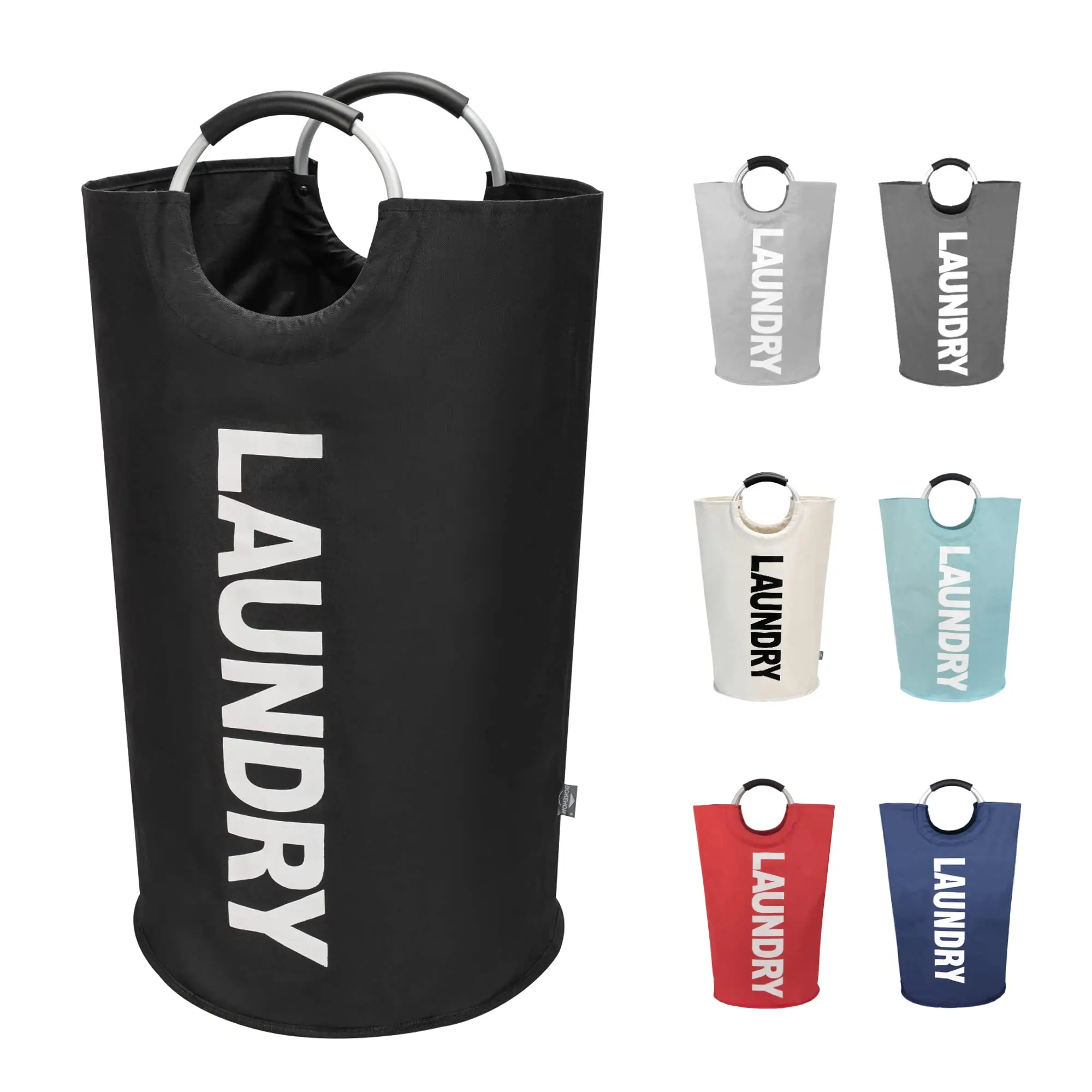 90L Large Oxford Laundry Basket - Freestanding Tall Soft Clothes Hamper, Collapsible Waterproof PE Coated Laundry Bin