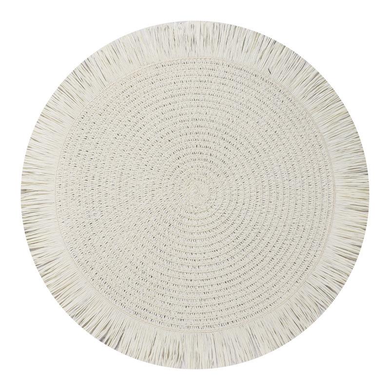 15 Inch Round Paper Braided Fringe Placemats Set, Heat Resistant Table Mats, Hotel Restaurant Decor, Non-Slip Dining Pad, Family Party Use 15 Inch Round Paper Braided Fringe Placemats Set, Heat Resistant Table Mats, Hotel Restaurant Decor, Non-Slip Dining Pad, Family Party Use
