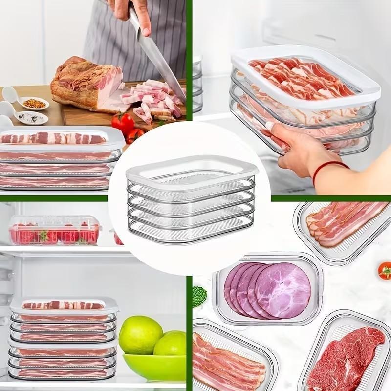 4 Layer Stackable Food Storage Containers, Refrigerator Organizer Box, Meat Preservation Box, Reusable Sealed Leak-Proof Design, Fridge Storage Container, Leakproof Container, Stackable Airtight