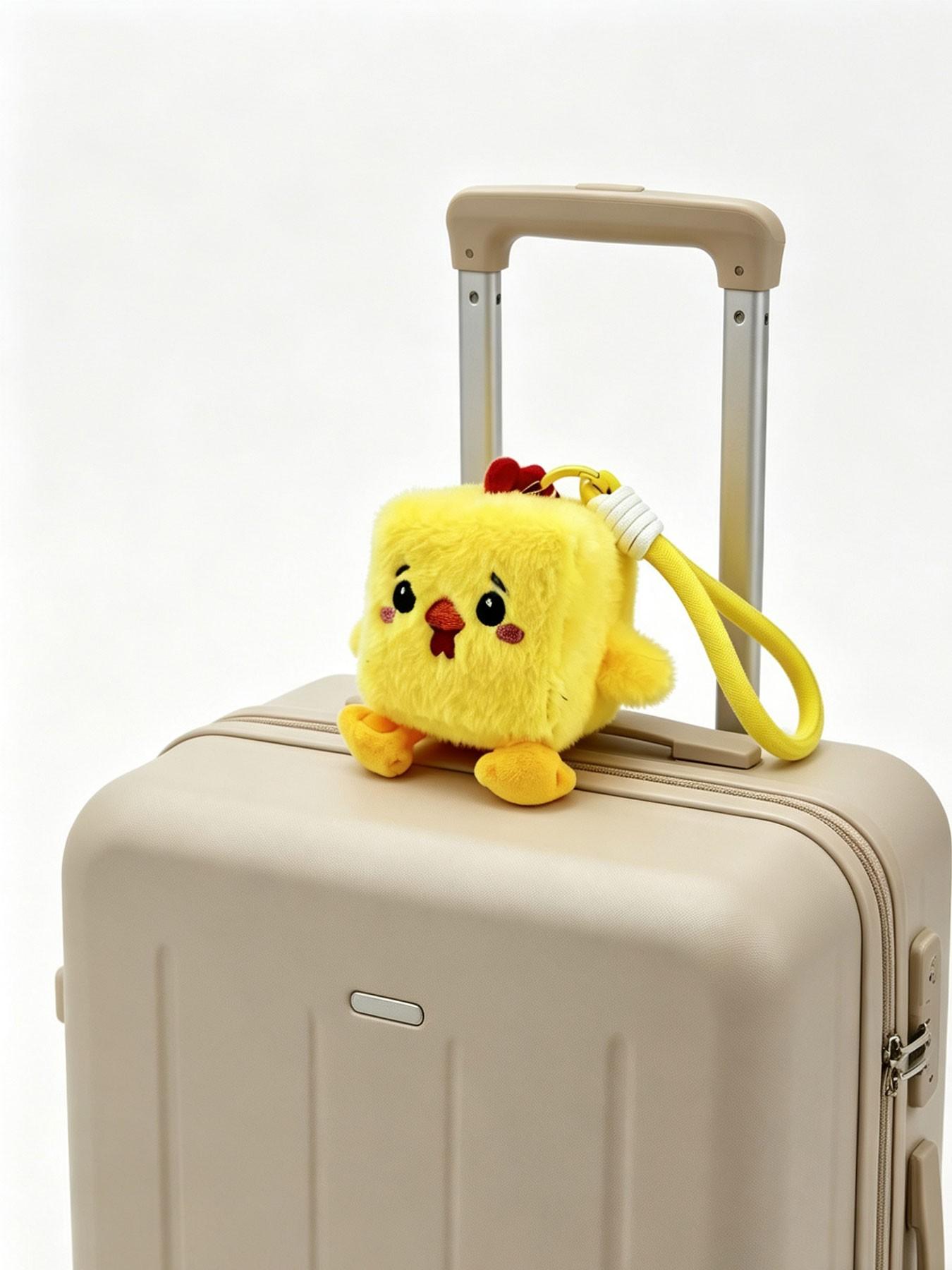 Cute Chicken Plush Keychain, Soft and Cozy Plush Material, Bright, Comb, Stitched Mouth and Cheeks, Durable Woven Strap