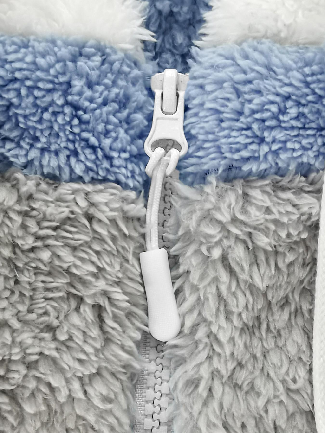 Women's Fleece Lined Hooded Patchwork Jacket, Warm Zipper Pocket Coat for Fall Winter, Casual Fashion Outerwear for Women