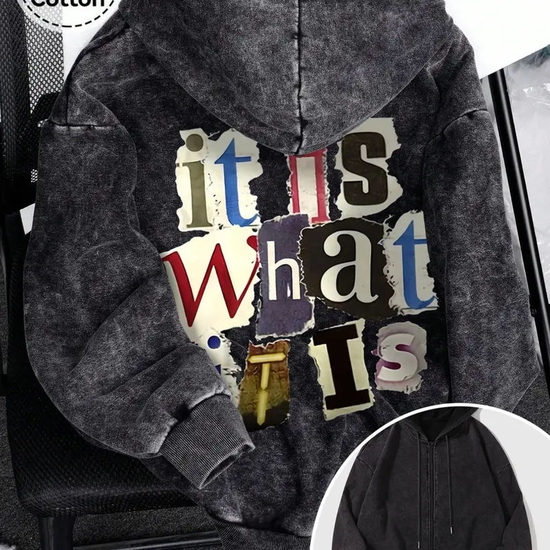 Unisex Vintage Wash Hoodie, Zip-Up Sweatshirt, Loose-Fit Street Style, Vintage Style Streetwear, Fall & Winter Wear, Essential for Daily