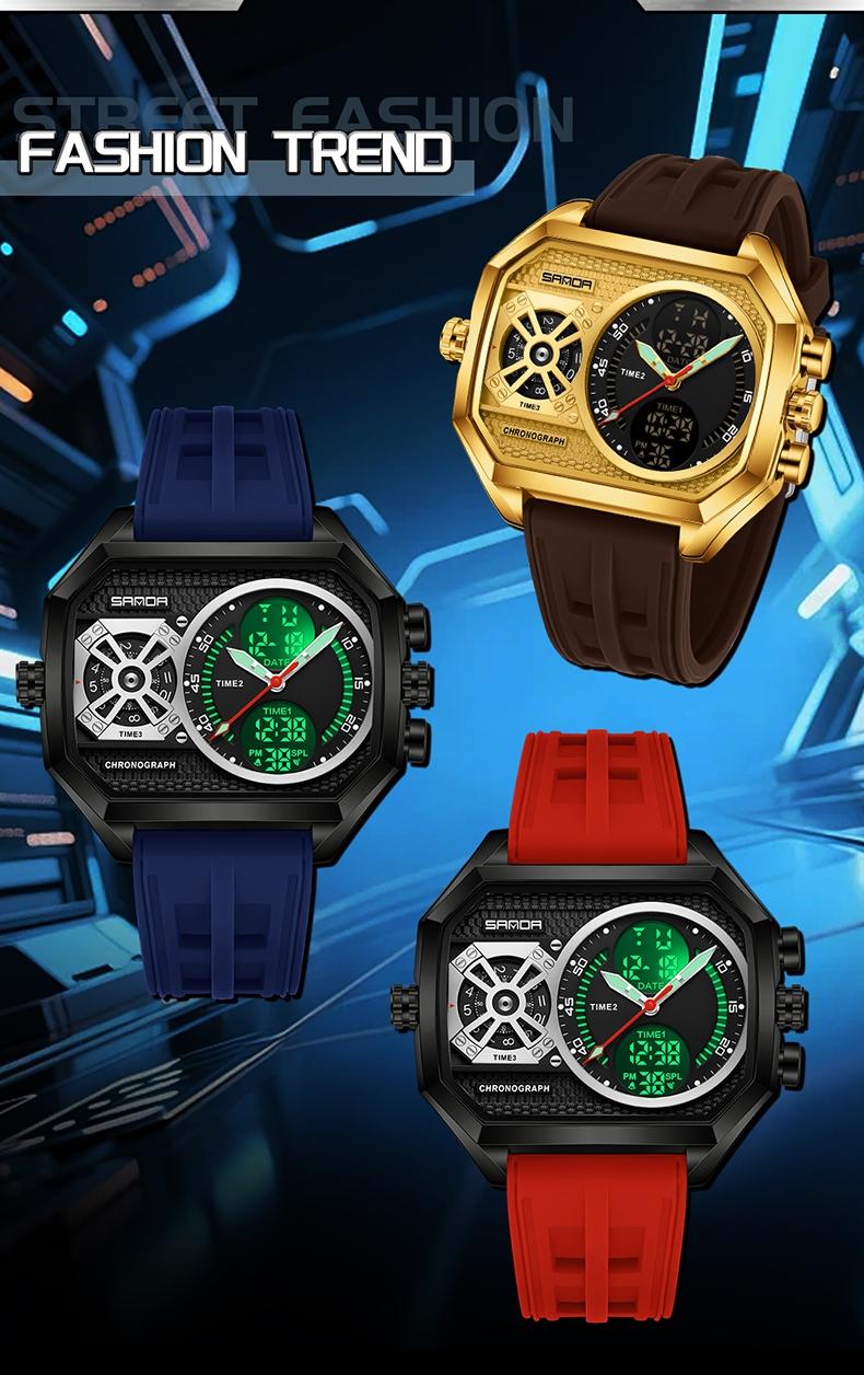 Sanda Multifunctional Digital Watch, Alloy Case, Waterproof, Luminous, Stopwatch, Alarm, Hourly Chime, Perfect Birthday Gift