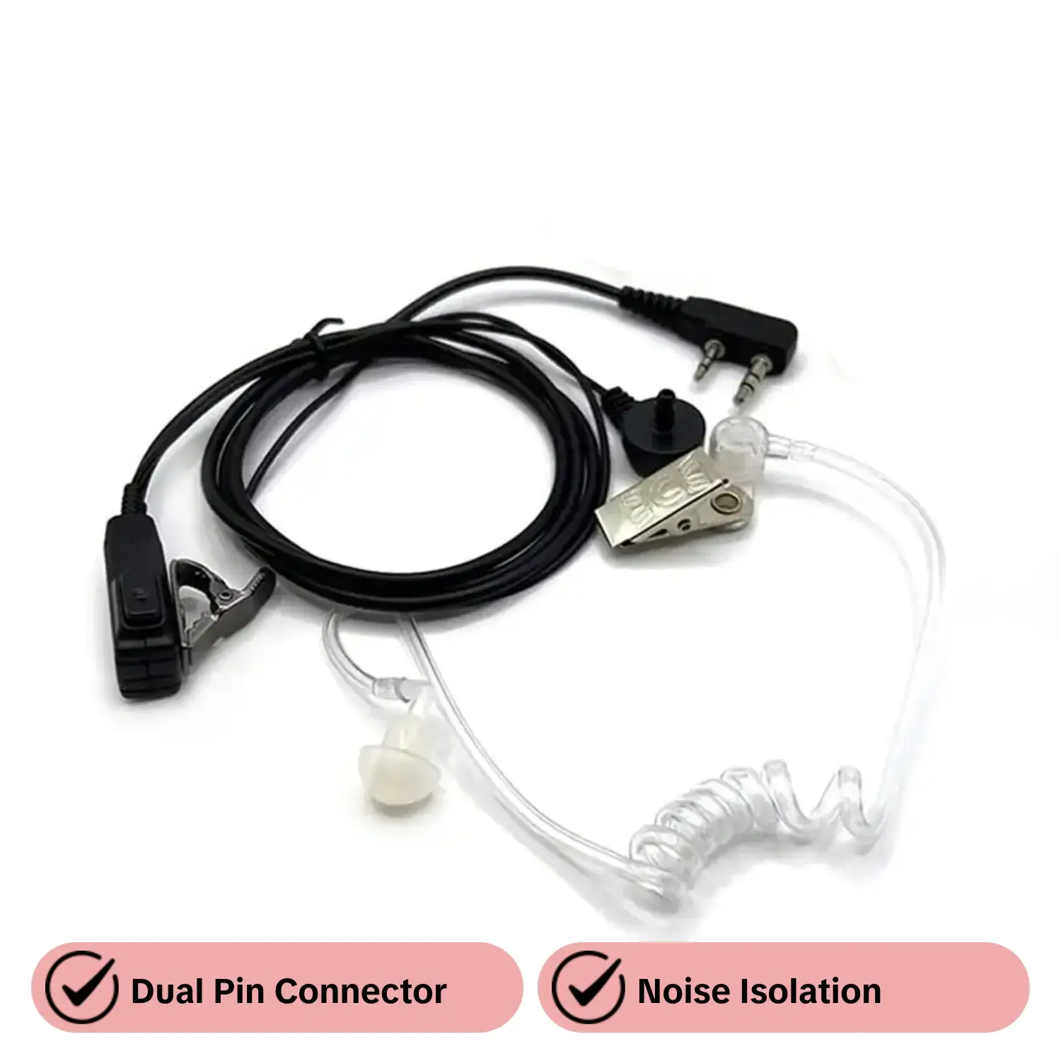 In-ear Design Wired Headphone, Earphone Wire, 2 Pin Acoustic Tube Headset, Earpiece with Mic Compatible with Baofeng UV-5R 5RH K5PLUS UV-22 UV-82 Two Way Radio, Electronic