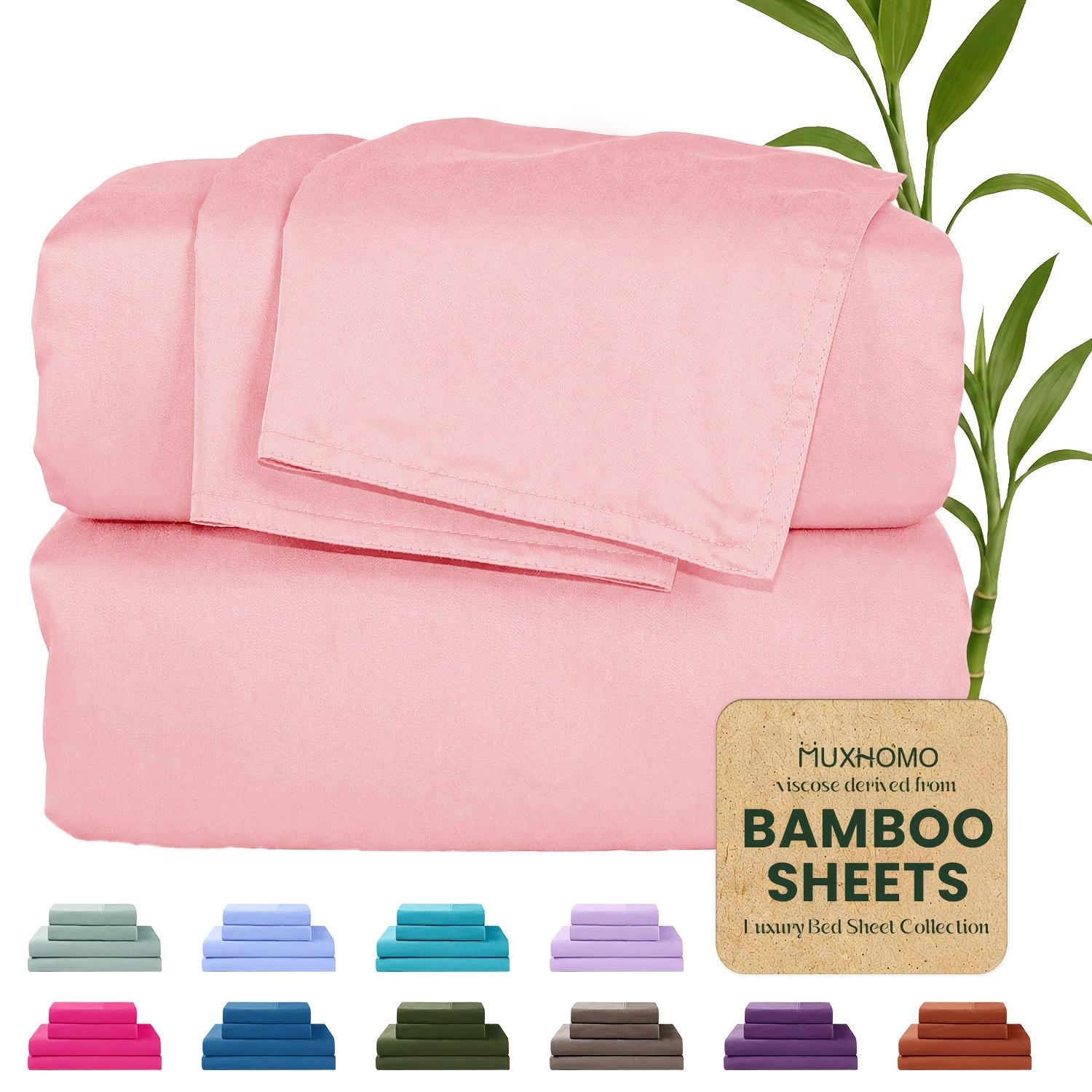 MUXHOMO 3/4pcs Cooling Lyocell Bedding Sheet And Pillowcase Sets with 14'' Deep Pockets, Crisp Percale, Breathable And Durable Bamboo Cooling Fiber Lyocell bedding for Hot Sleeper