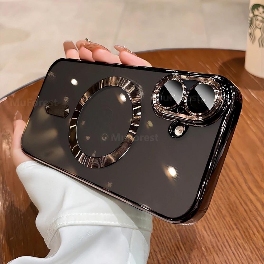 Phone Case - Set of 3 Items Including 1 Phone Case And 2 Clear Screen Protectors, This Premium Electroplated Magnetic Transparent TPU Case Is Designed for The for Iphone 17 16 Pro Max, 15 Pro, 14 Plus, 13 Mini, And 12/11 Series