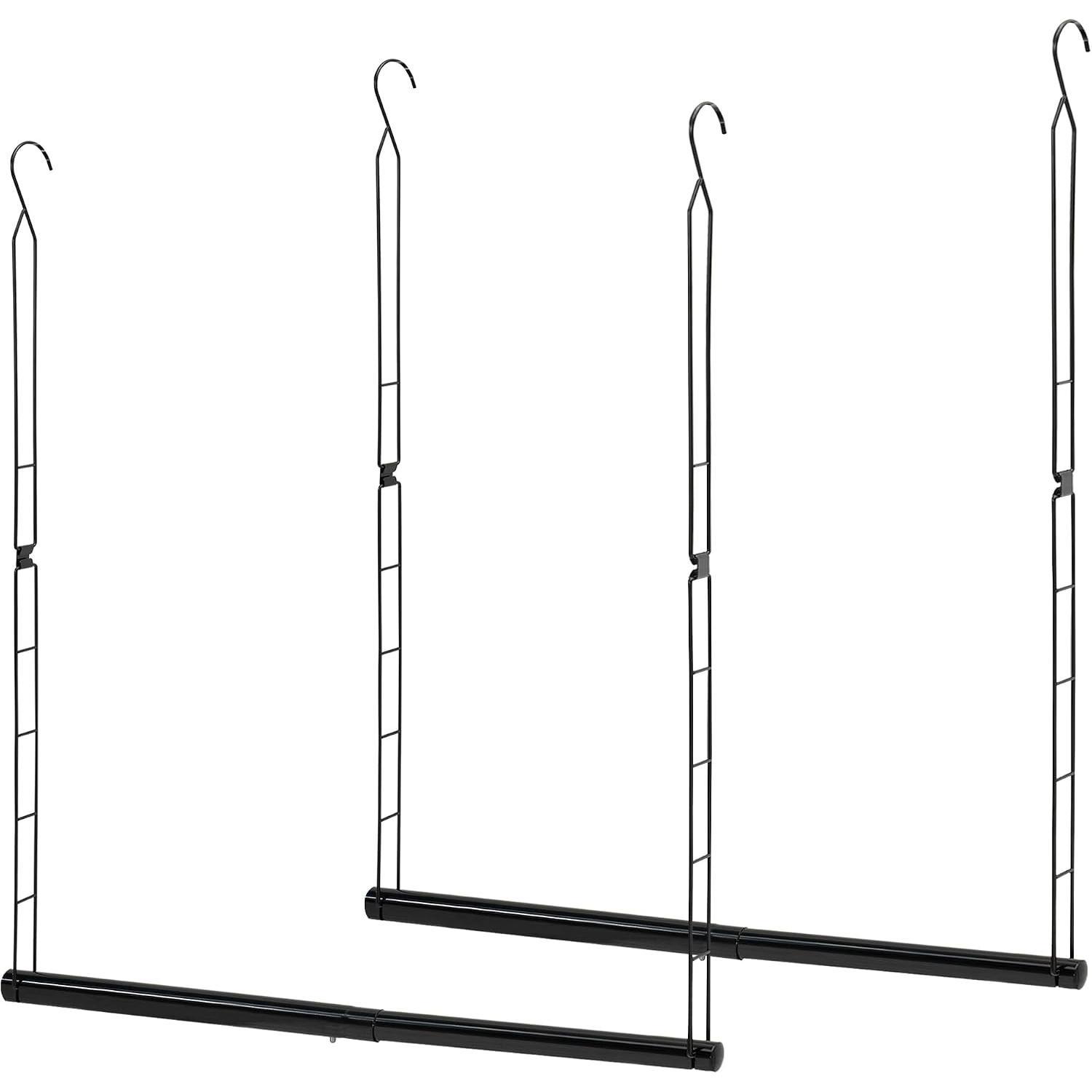Closet Rod, Adjustable Width and Height Closet  Organizer, Space-Saving Clothes  Bar, Closet Extender  Rod Double Closet  Rod, 1 Pack Black