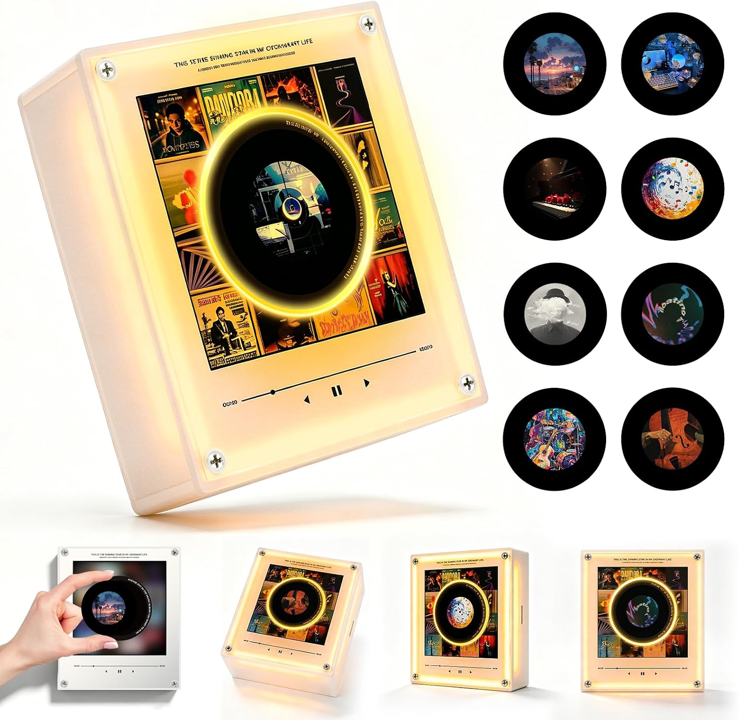 Celebrity Custom Rotating Tray Night Light - Magnetic Refrigerator Magnet, NFC Induction Automatic Singing Machine, Acrylic Creative Home Decor for Living Room, Unique Desktop Ornament
