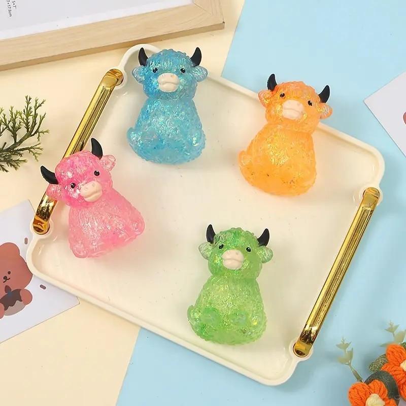 Highland Cow Slow Rebound Stress Ball, Mini Cute Animal Squeeze Toy, Soft Anxiety Fidgets, Adult Sensory Relief, Easter Basket Filler, Party Gift, for Cow Lovers, Squishy Stress Ball