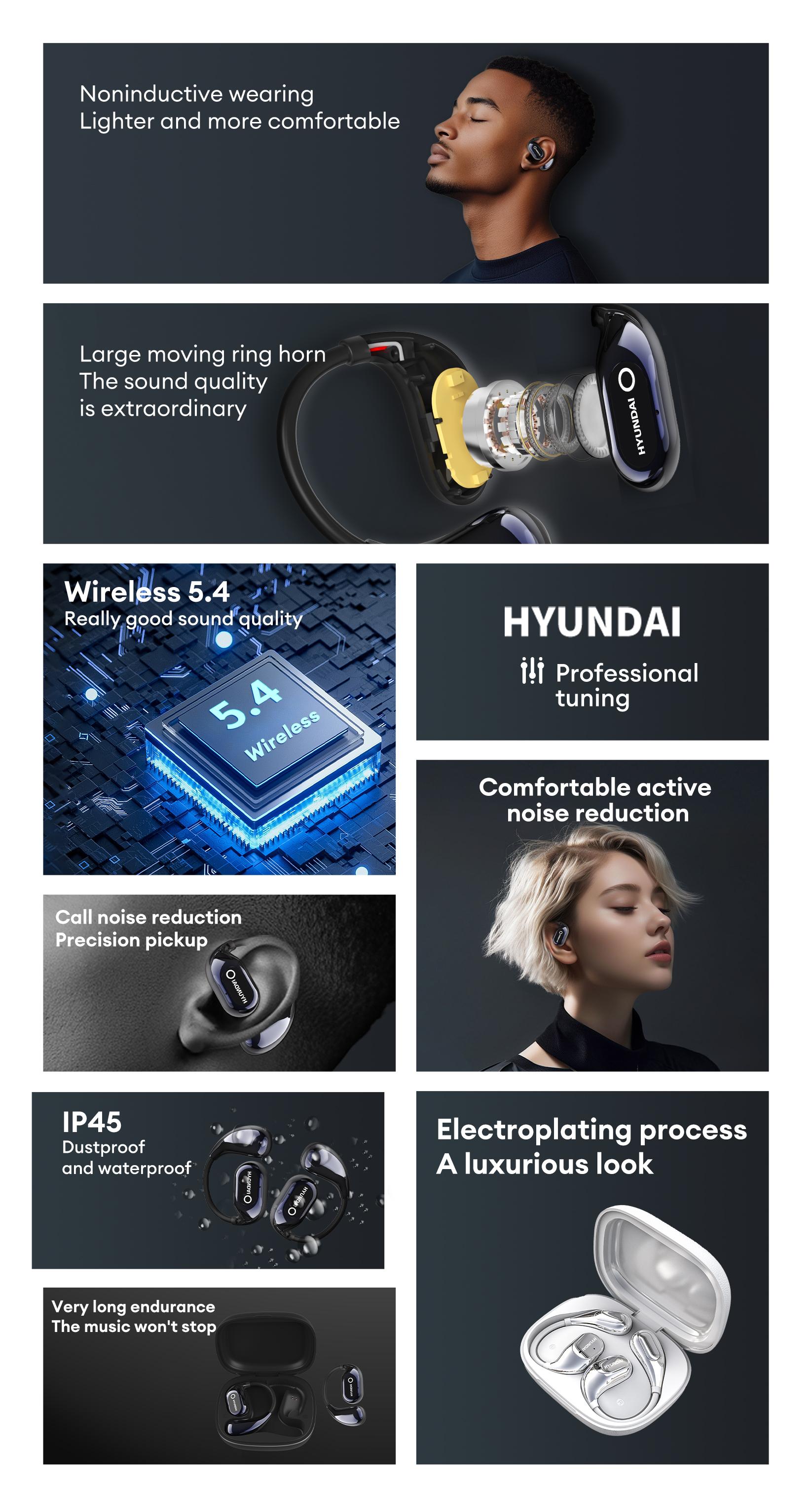 HYUNDAI HY Q18 PRO Electronic Earbud Bluetooth Headset with Full Color Touch Screen, Audio Wireless Headphones for Music & Phone Calls