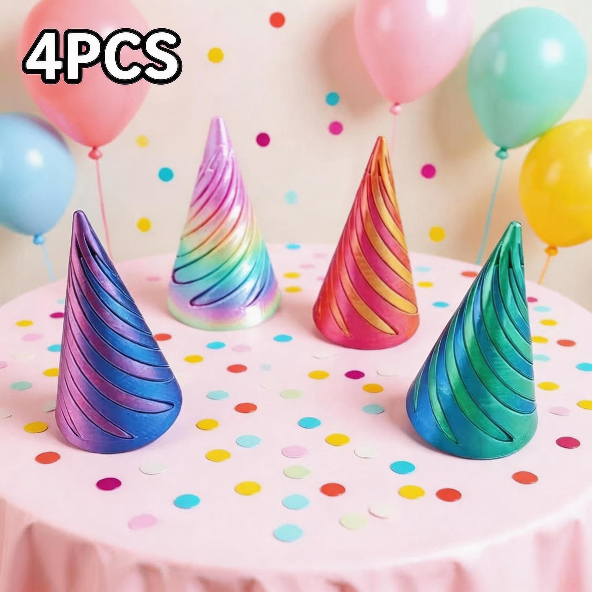 4pcs 6.6cm 3D Printed Spiral Rotation Cone Stress Relief Toy, Adult Workplace Relaxation, Educational Creative Toy