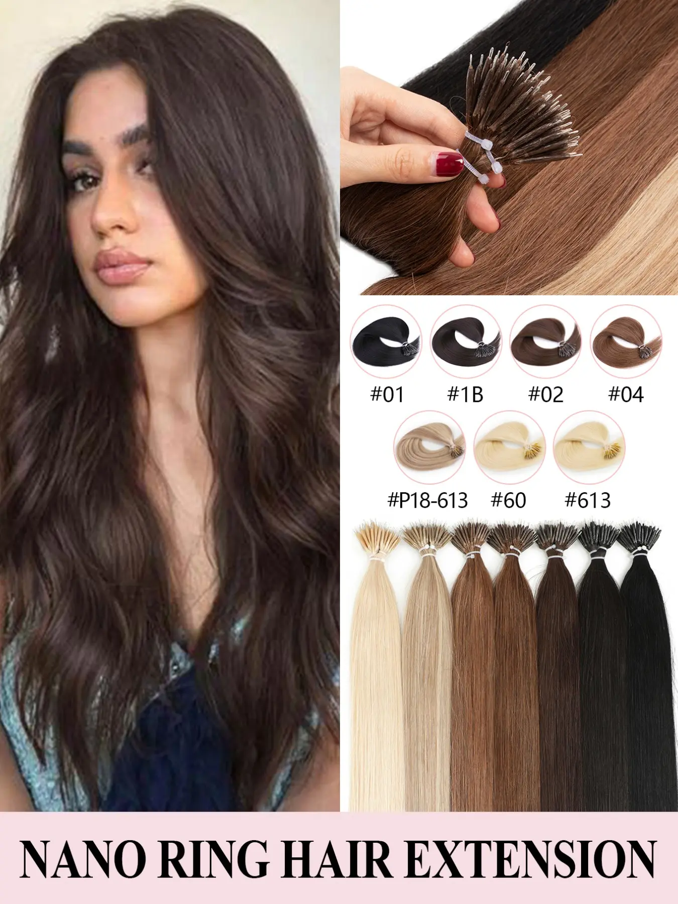 12-22 Inch 30g Nano Ring Hair Extensions,Nano Bead Real Human Hair Buns,Straight,Add Volume,Cold Fusion,Invisible,Soft Texture,Natural Blend,Suitable For Daily,Wedding And Party