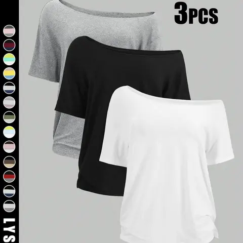 Women's Solid Color Tee, Casual Basic Short Sleeve T-shirt for Daily Wear, Ladies Clothes for All Seasons Top