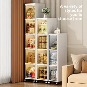 25-panel 3/4/5/6-tier narrow storage cabinet, PP material cabinet with doors and adjustable shelves, equipped with wheels, stackable and foldable, bathroom storage cabinet, wall-mounted integrated, storage drawers, with wheels, tiered shelves