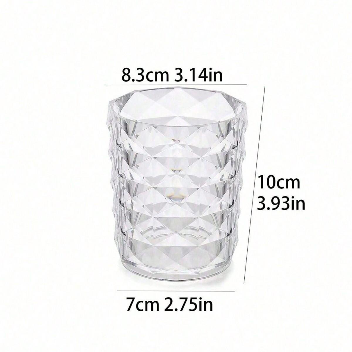 Drill Pattern Diamond Makeup Brush Storage Bucket Pen Holder, Transparent Multi-Functional Container for Eyeshadow Brushes & Water Cup, Desktop Storage Box, Makeup Cosmetic Organizer