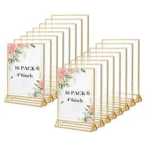 16 Pack Acrylic Sign Holder 4" x 6", Table Number Holders, Double Sided Vertical Display Menu Stand for Flyers, Party and Office Decor - Easy Setup