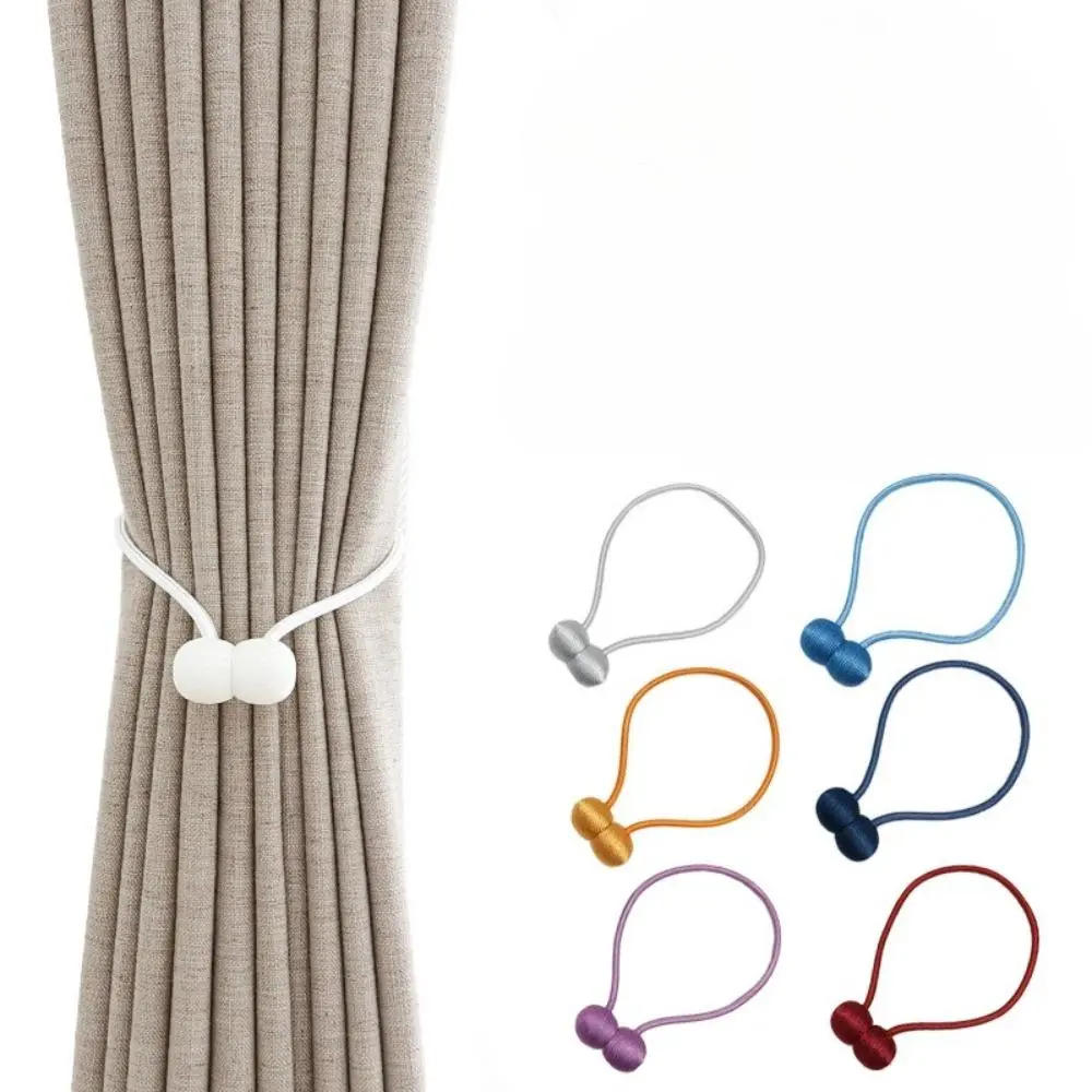 Curtain Tiebacks Set of 2 - Modern Earphone-Shape Magnetic Rope Holders, Reusable Flexible Creative Design, No-Drill No Wall Damage Strong Hold Interior Decoration Accessories