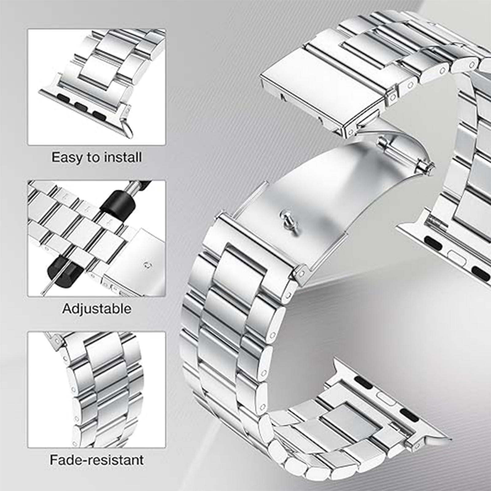 Metal Band Compatible with Apple Watch Bands for 49mm 46mm 45mm 44mm 42mm 41mm 40mm 38mm, Stainless Steel Bands for Apple Watch Ultra 3 2 1/Series 11 10 9 8 7 6 5 4 SE