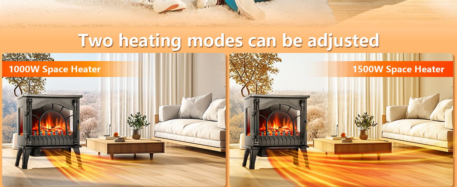 Electric Fireplace Heater, 22-inch Freestanding Fireplace Heater, 3D Realistic Flame Effects, Thermostat, Overheating Protection, for Indoor Use heaters, Black,Halloween Decorations