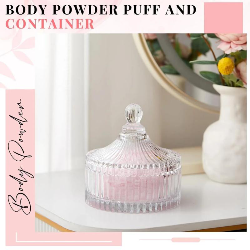 Extra Large Dusting Powder Puff and Container,6-Inch Oversized Dusting Powder Puff for Baby and Women Suitable for glitter face and body powder, suitable for both dry and wet use.