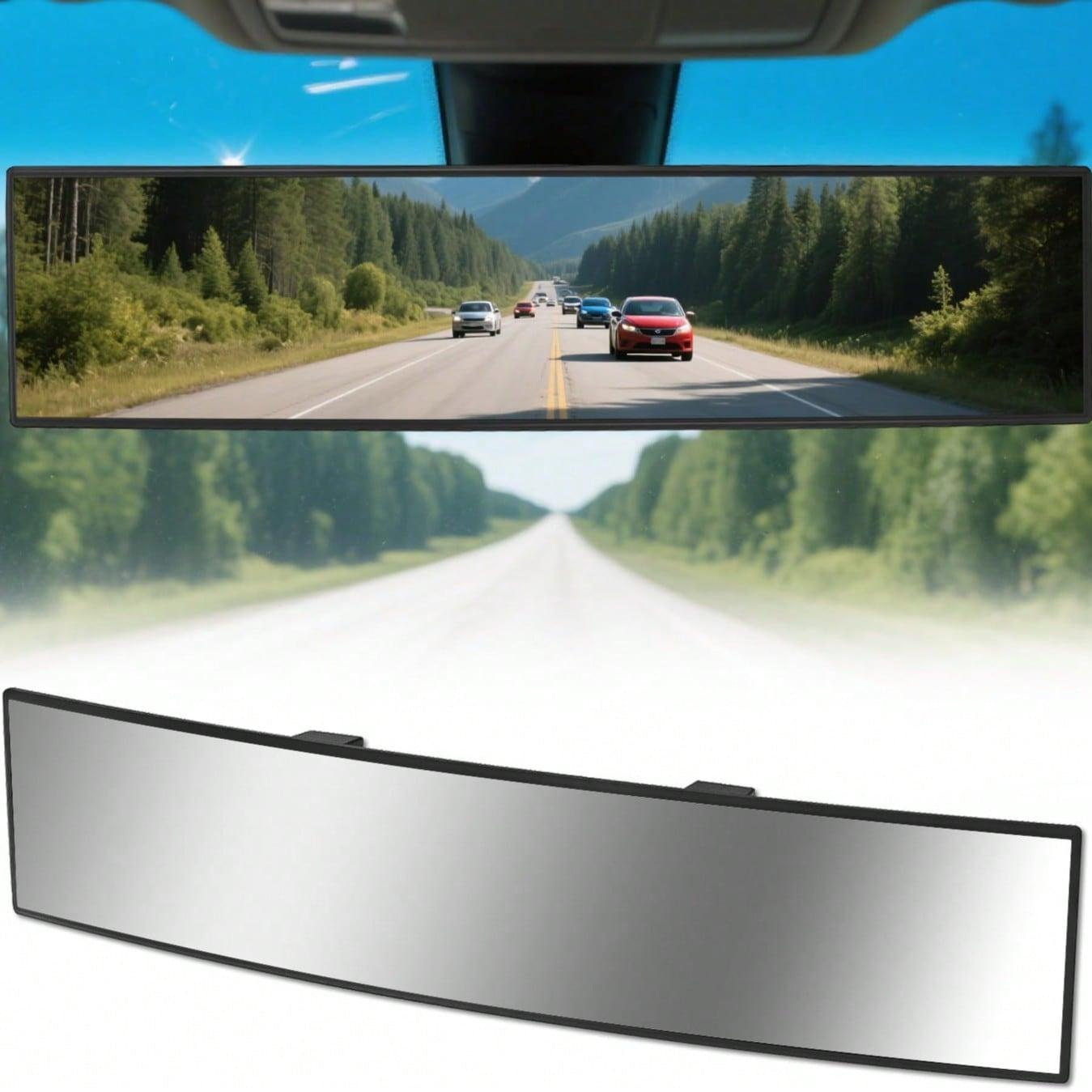 Wide-Angle Rectangular Rearview Mirror – Crystal-Clear Flat Mirror Lens, Universal Mounting, Easy Front-Mount Installation, Durable ABS Material, Enhanced Driving Safety