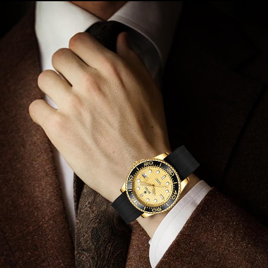 RUIQI Rotatable Dial Luminous Pointer Scale Mechanical Watch Men's Sports and Casual Watches