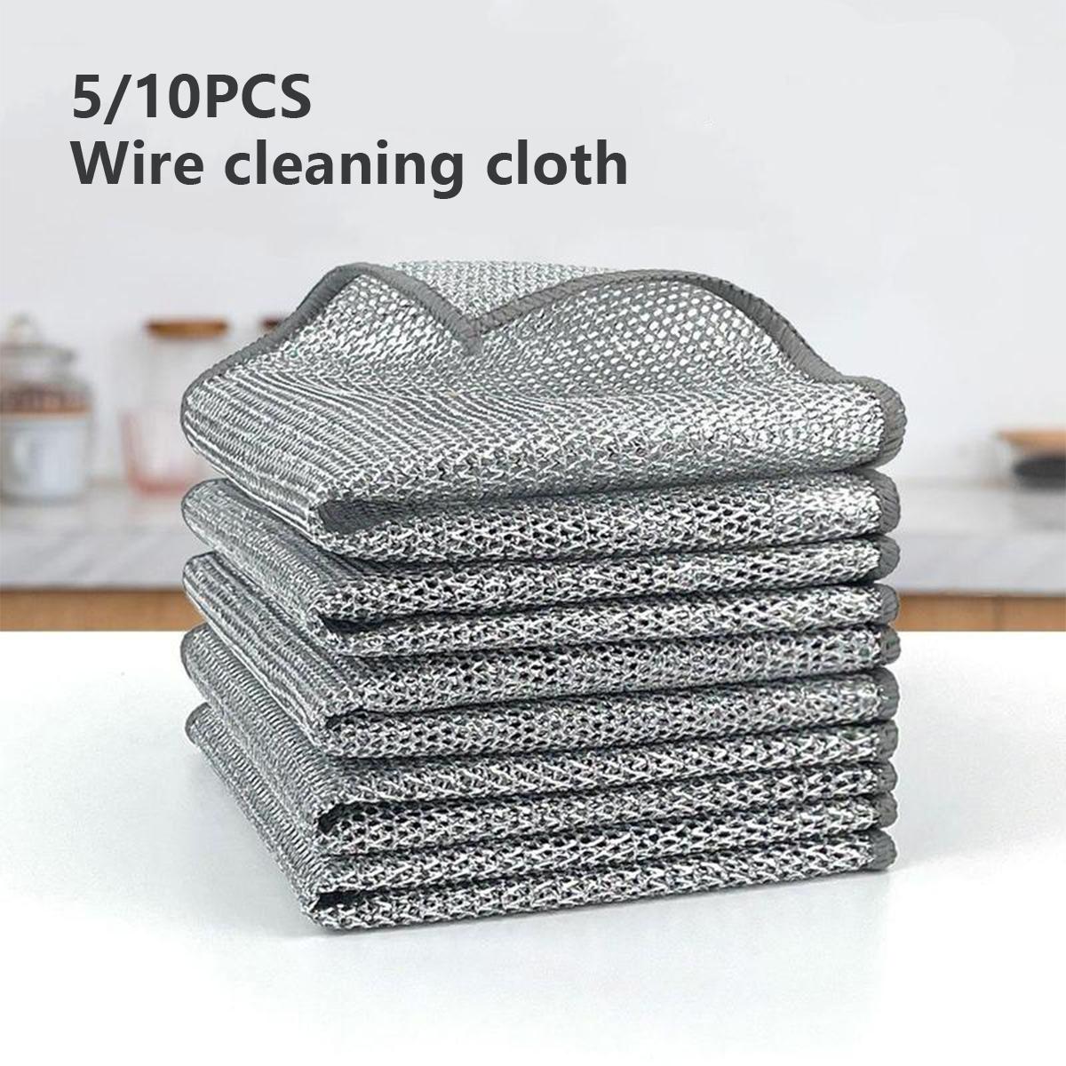10PCS Non-scratch wire reel cloth, mesh wire cloth Reusable non-scratch cleaning cloth, multi-purpose wire reel cloth