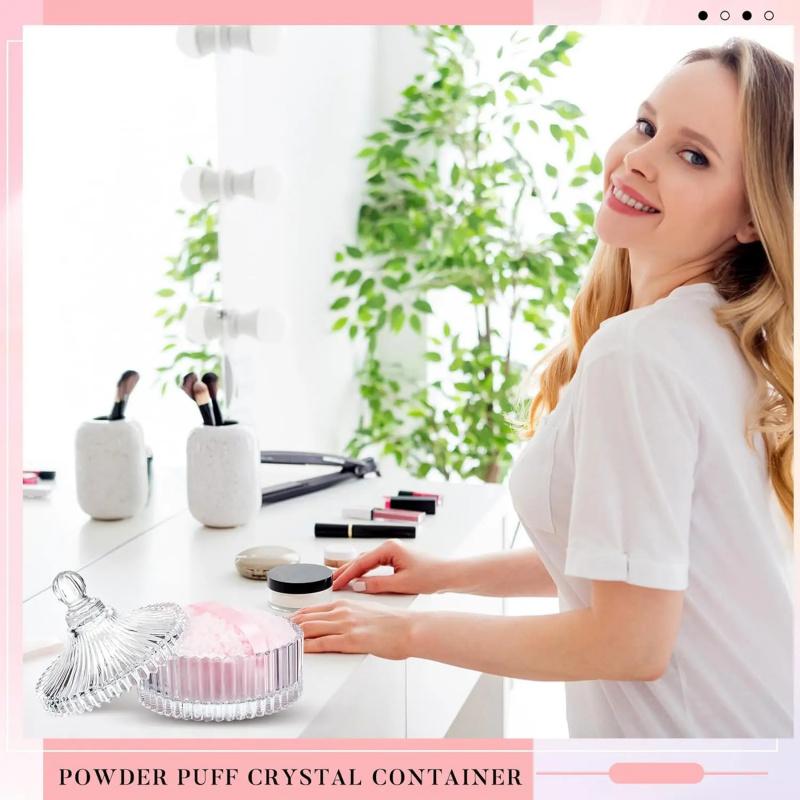 Extra Large Dusting Powder Puff and Container,6-Inch Oversized Dusting Powder Puff for Baby and Women Suitable for glitter face and body powder, suitable for both dry and wet use.
