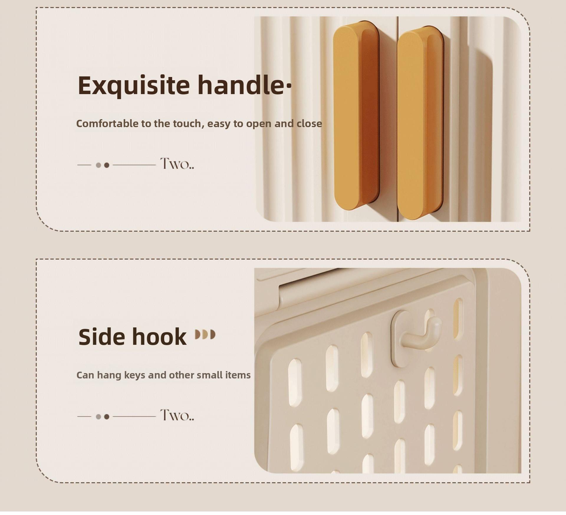 Large-capacity covered multi-tier stackable storage cabinet, wheeled foldable plastic storage cabinet, closet organizer and storage box, decorative cube closet organizer, for living room, bedroom, bathroom, office, dormitory, Space Saving Furniture