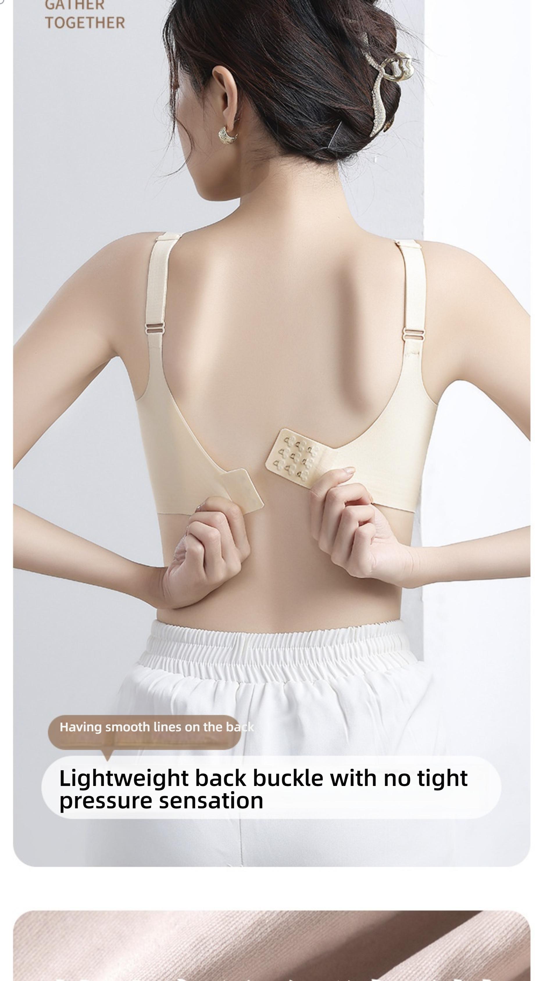 Fixed Cup Lift Push-Up Bra, Anti-Sag No Underwire Gathered Breast Support, Seamless Adjustable Backless Tube Top Lingerie