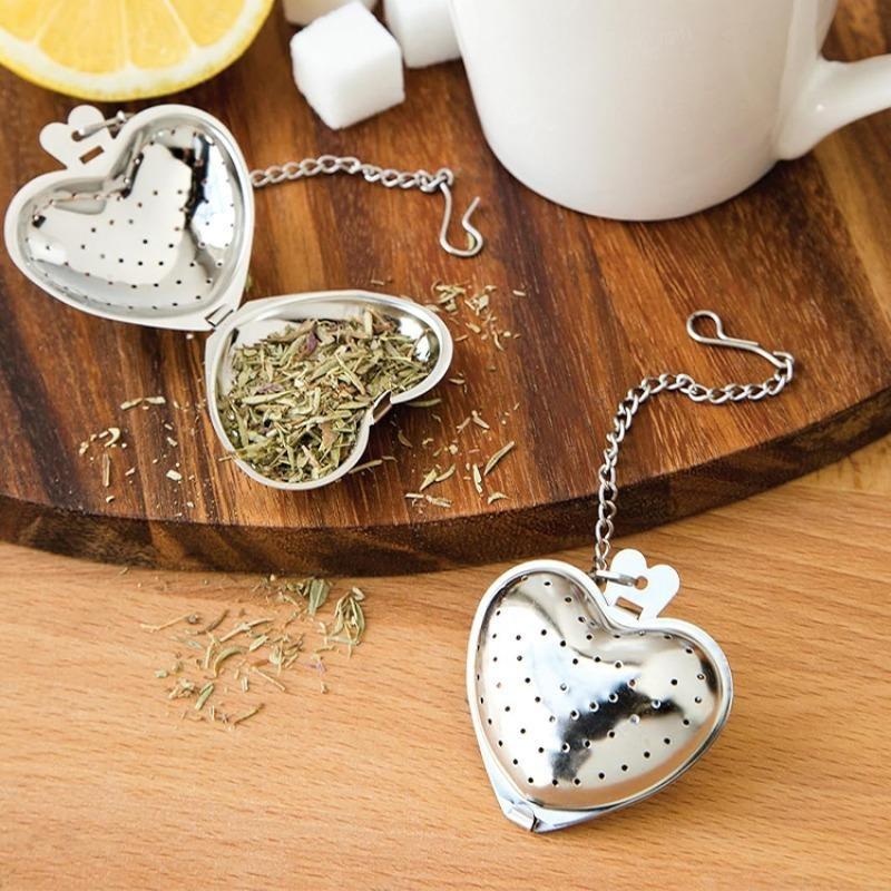 Heart Shaped Stainless Steel Tea Filter, 2pcs Simple Modern Flower Tea Brewer, Drinking Accessories for Home Dinning Room Picnic