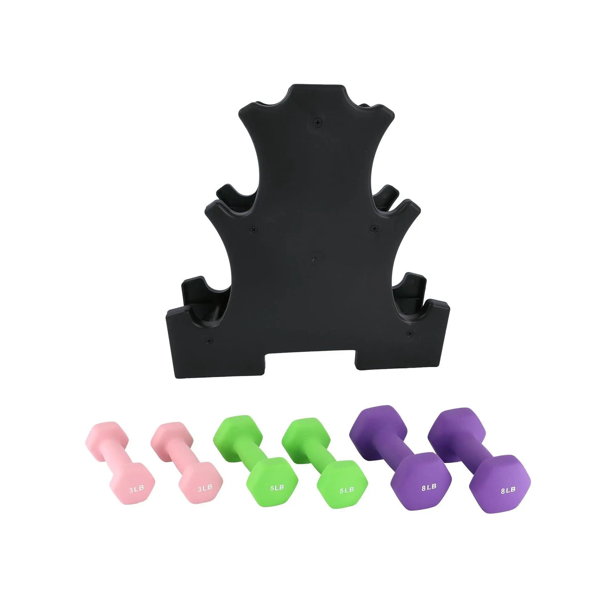 Garvee PVC Coated Dumbbell Weights Set for Home Gym with Storage Solutions, Available in Multiple Weight Combinations (1+2+3 LBS and 3+5+8 LBS), Packed in Pairs for Easy Use and Organization