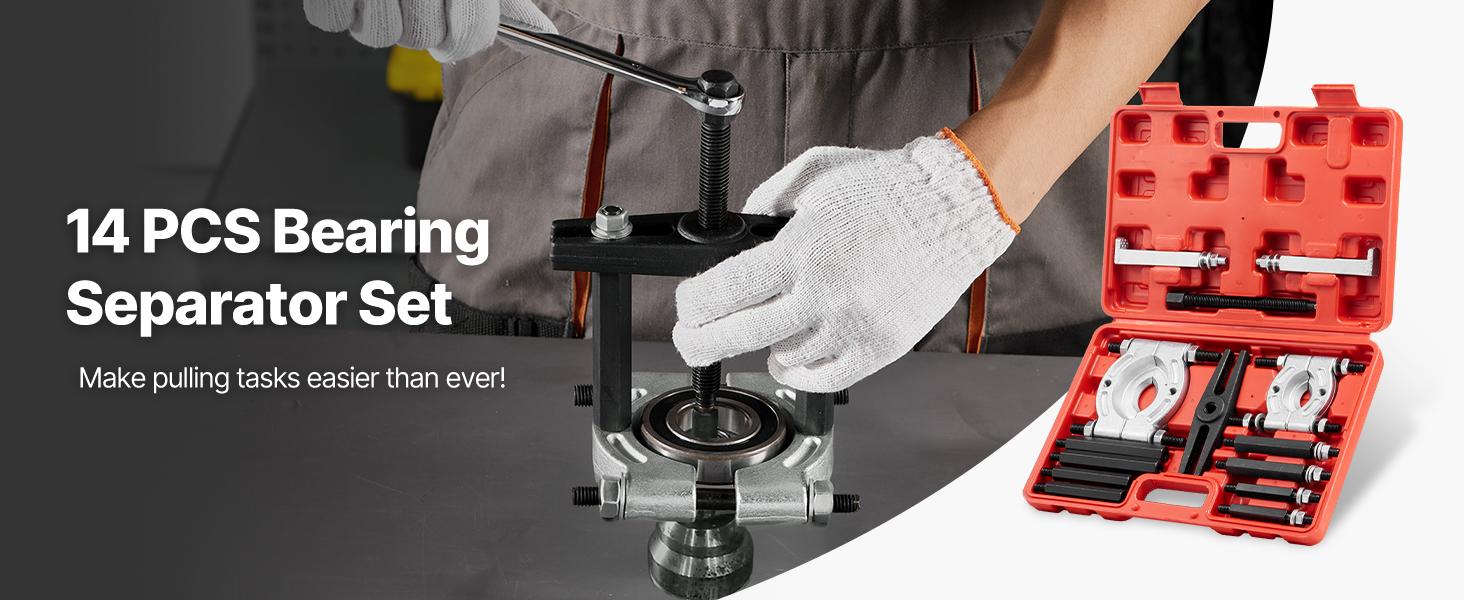 VEVOR Bearing Puller Kit, 14-Piece 5 Ton Capacity Bearing Separator, Pinion Wheel Bearing Removal Kit with 2-Inch and 2.8-Inch Jaws, Bearing Puller Set, Heavy Duty Bearing Splitter Tool Kit with Case VEVOR Bearing Puller Kit, 14-Piece 5 Ton Capacity Bearing Separator, Pinion Wheel Bearing Removal Kit with 2-Inch and 2.8-Inch Jaws, Bearing Puller Set, Heavy Duty Bearing Splitter Tool Kit with Case