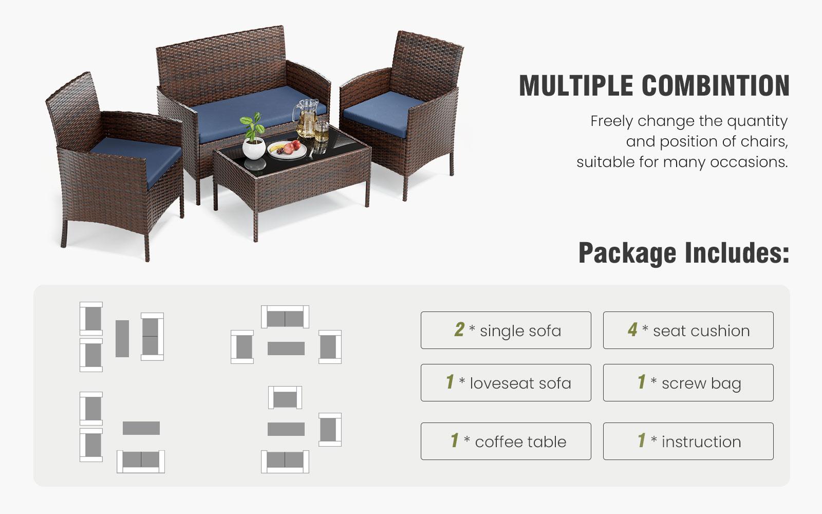 Amopatio Greenish Spring Patio Furniture Sets, 4-Piece Modern Outdoor Rattan Wicker Conversation Set for Backyard & Garden, Comfy Swivel Bistro Chairs for Poolside Amopatio Greenish Spring Patio Furniture Sets, 4-Piece Modern Outdoor Rattan Wicker Conversation Set for Backyard & Garden, Comfy Swivel Bistro Chairs for Poolside