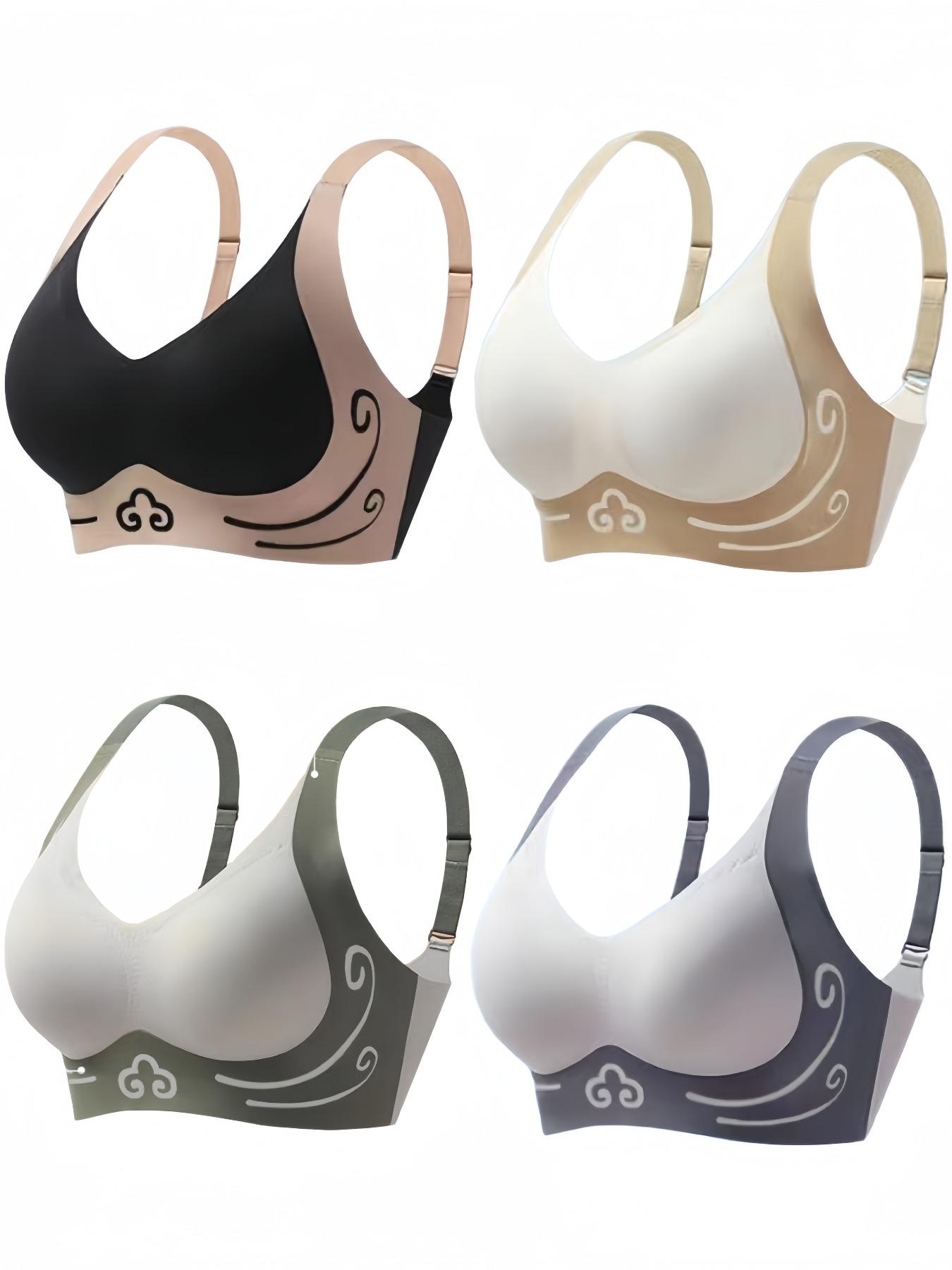 Women's Colorblock Patchwork Wireless Bra, Soft Comfortable Breathable Backless Bra, Women's Lingerie for All Seasons, Underwear for Women