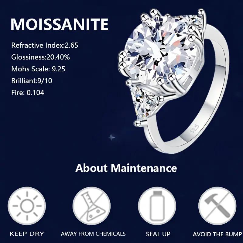 Brilliant moissanite ring, 925 sterling silver 5-carat moissanite ring, wedding proposal, engagement, Valentine's Day anniversary surprise, fashionable and stylish design ring, gorgeous creative personality retro style ring