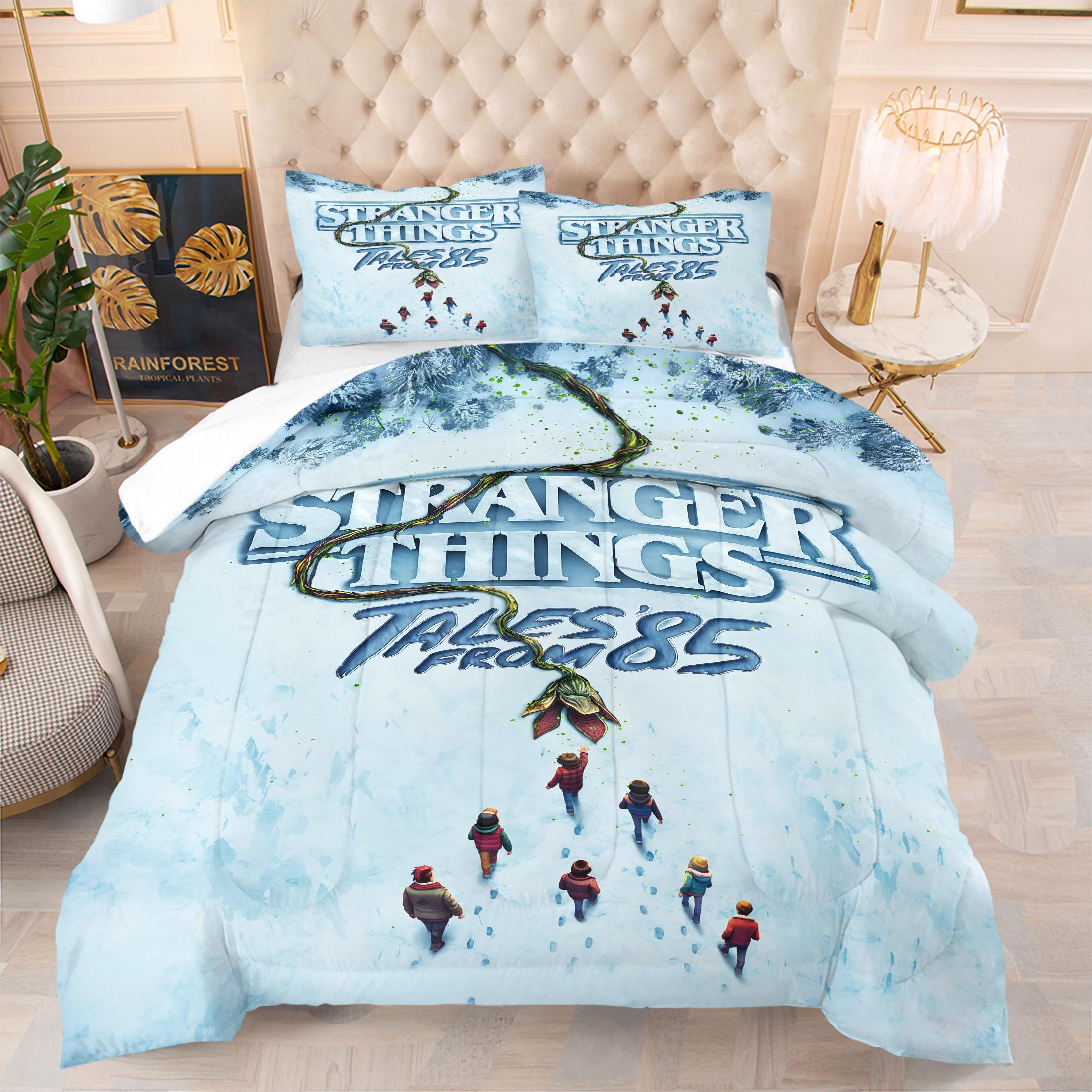 2/3Pcs Stranger Things Snow Print Comforter Set, A Comforting and Whimsical Bedding Set, Available in Multiple Sizes, A Must-Have Gift for Fans, Perfect for Boys', Girls', and Adult Bedrooms