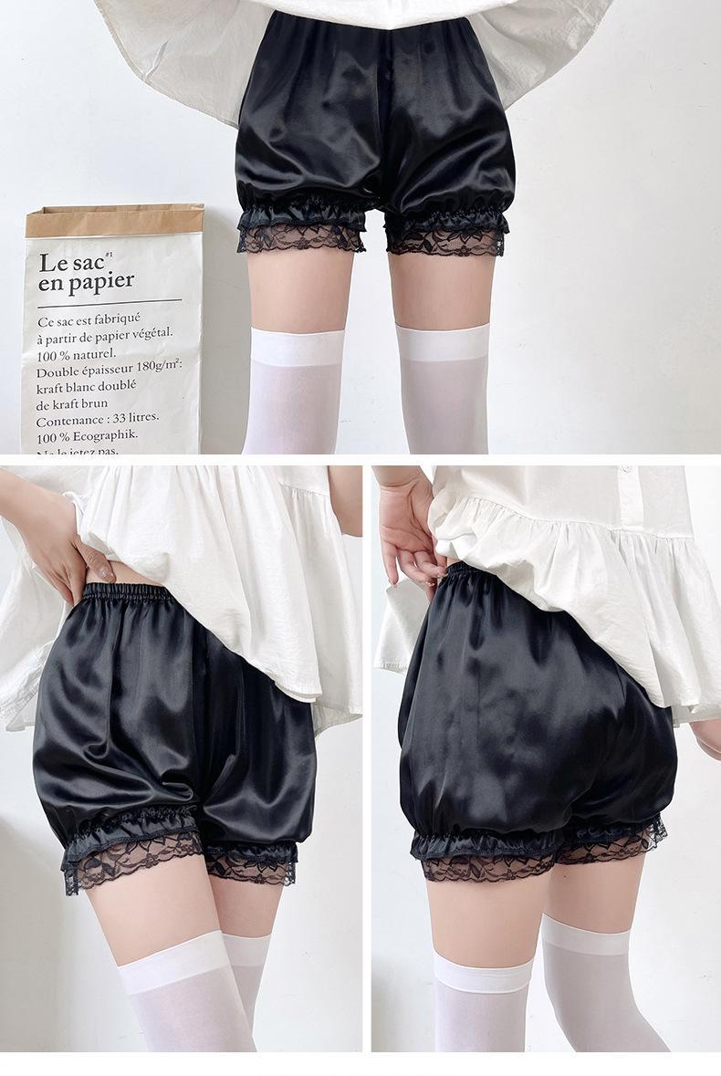 Gothic  Lolita Lace Shorts Women Black Aesthetic Cute Sweet Bow Ruffle Bloomers Shorts Y2k E-girl Kawaii Frilly Panties