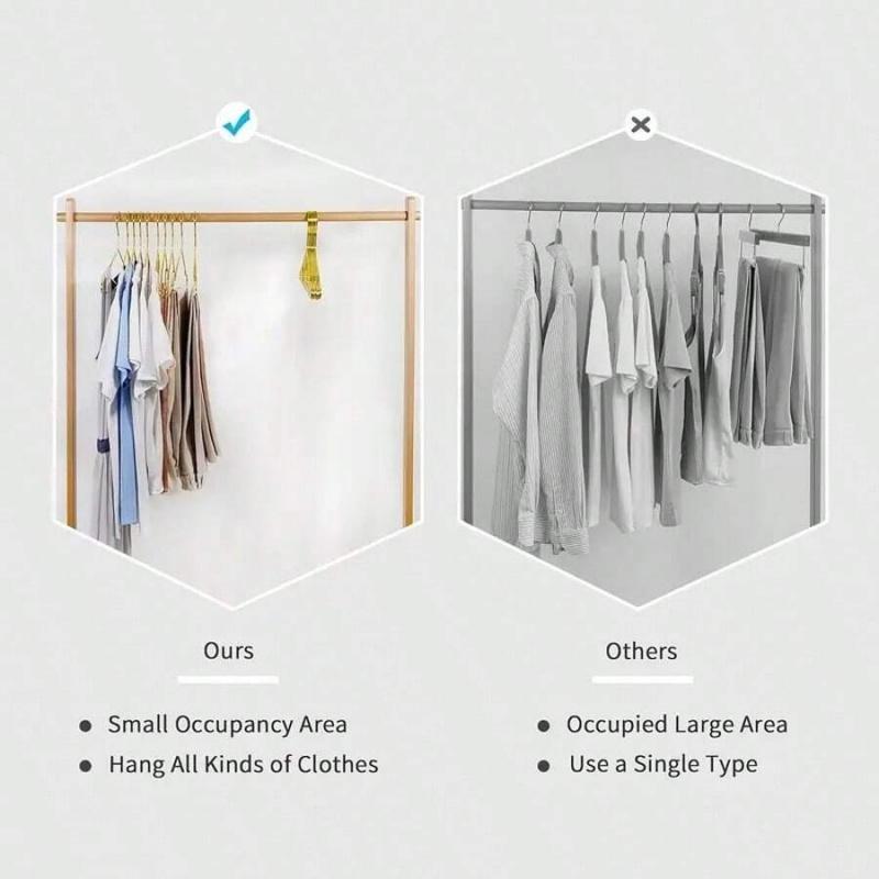 Heavy Duty Golden Thin Metal Clothes Hanger Set Of 10 Ultra Slim Design Maximize Wardrobe Storage Space Wire Garment Holder