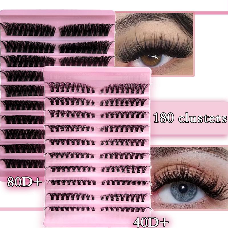 Music Festival Makeup DIY Segmented False Eyelashes, 40D+ & 80D+, Natural Look, Dense D Curl, Thick 0.07mm, Patch Form