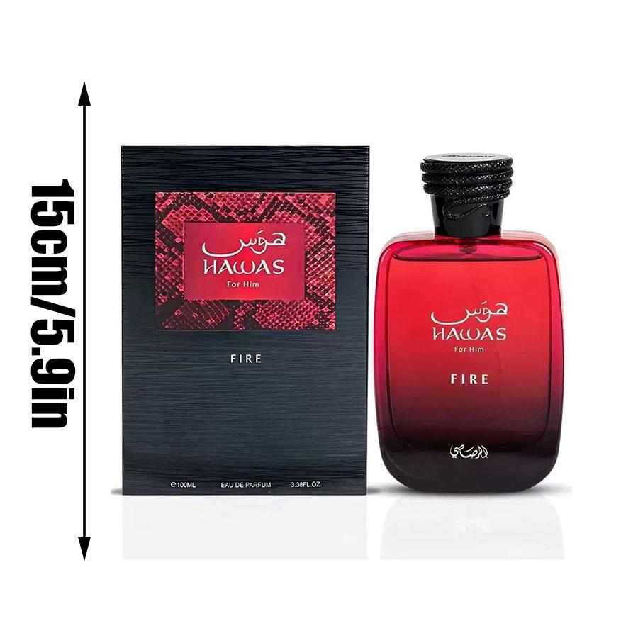 Harvey Rasasi Hawas Fire Eau De Parfum Unisex Perfume, 100ML Fragrance for Men and Women, Long-Lasting Scent, Ideal Gift Choice